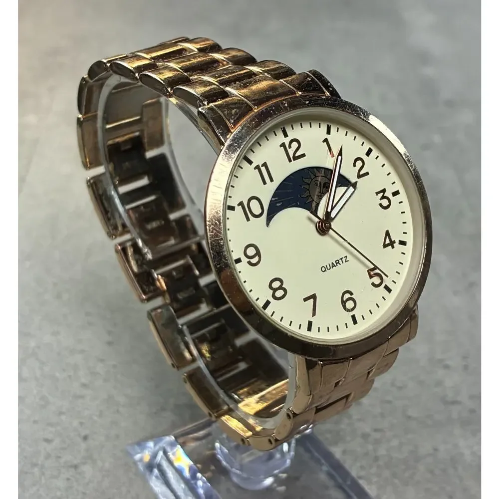 American Eagle Men's Sun Moon Phase Watch 40mm Rose Gold 7.5